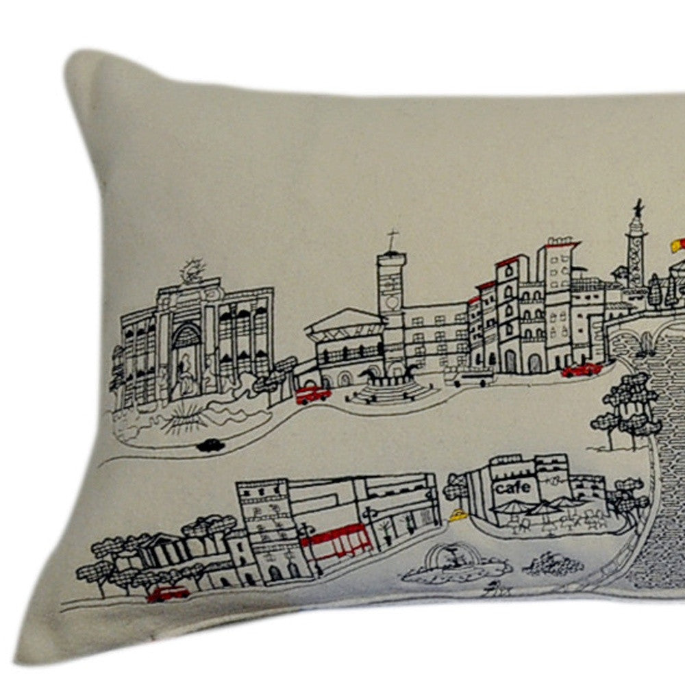 46" White Rome Daylight Skyline Lumbar Decorative Pillow FurniFindUSA