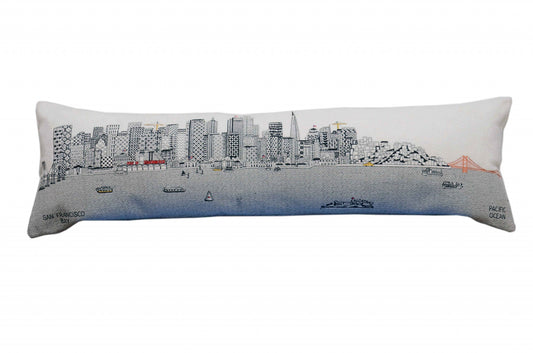 46" White San Francisco Daylight Skyline Lumbar Decorative Pillow FurniFindUSA