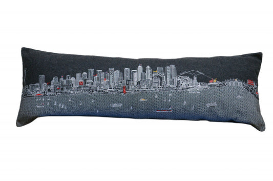 46" Black Seattle Nighttime Skyline Lumbar Decorative Pillow FurniFindUSA