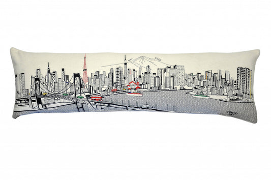46" White Tokyo Daylight Skyline Lumbar Decorative Pillow FurniFindUSA