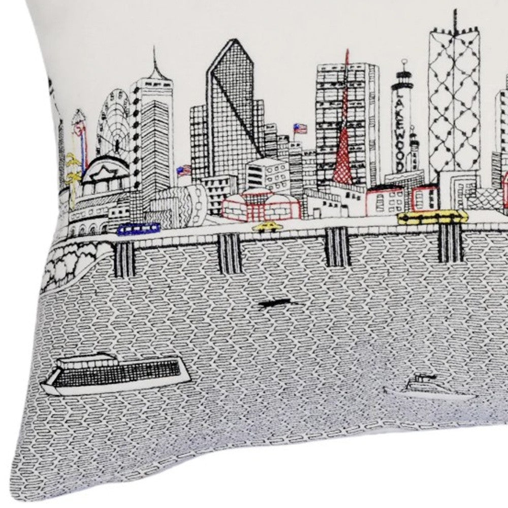 25" White Dallas Daylight Skyline Lumbar Decorative Pillow FurniFindUSA