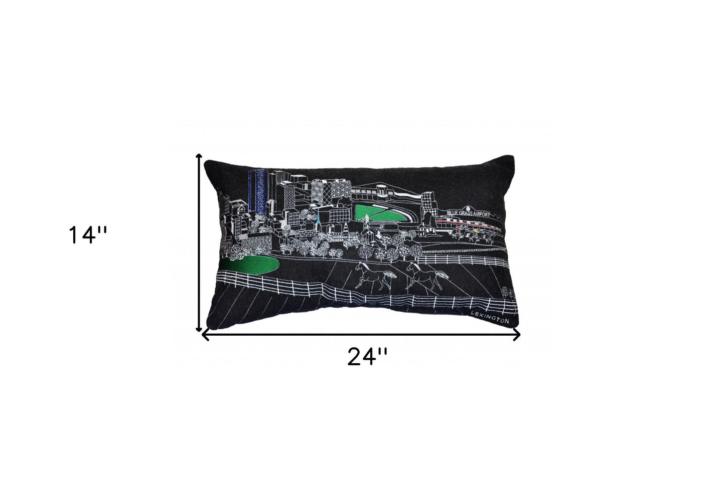 25" Black Lexington Nighttime Skyline Lumbar Decorative Pillow FurniFindUSA