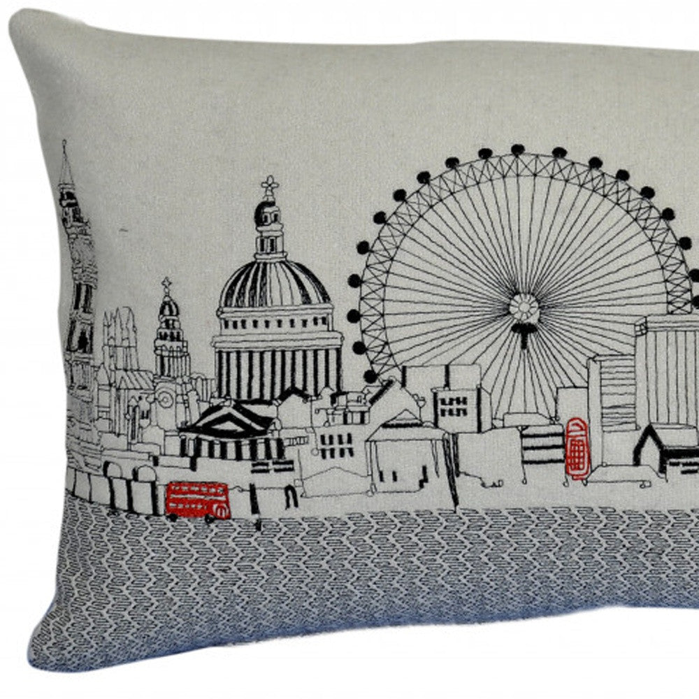 25" White London Daylight Skyline Lumbar Decorative Pillow FurniFindUSA