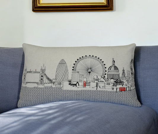 25" White London Daylight Skyline Lumbar Decorative Pillow FurniFindUSA