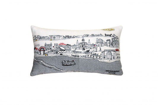 25" White New Orleans Daylight Skyline Lumbar Decorative Pillow FurniFindUSA