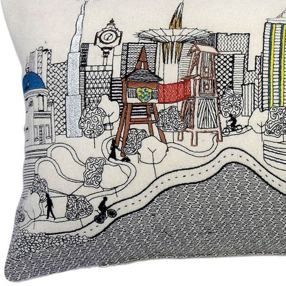 25" White Tulsa Daylight Skyline Lumbar Decorative Pillow FurniFindUSA