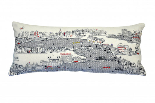 35" White Amsterdam Daylight Skyline Lumbar Decorative Pillow FurniFindUSA