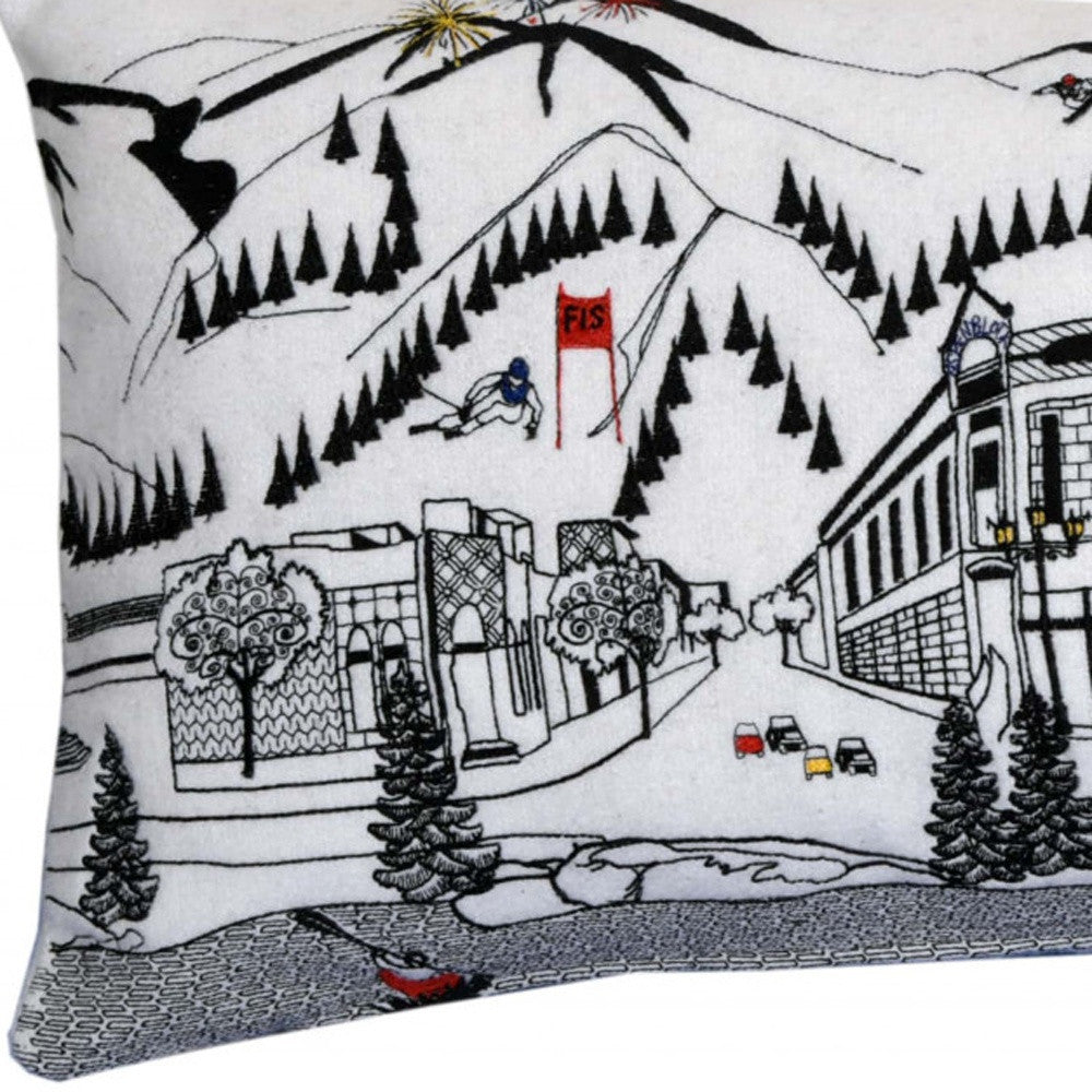 35" White Aspen Daylight Skyline Lumbar Decorative Pillow FurniFindUSA