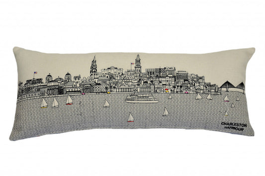 35" White Charleston Daylight Skyline Lumbar Decorative Pillow FurniFindUSA