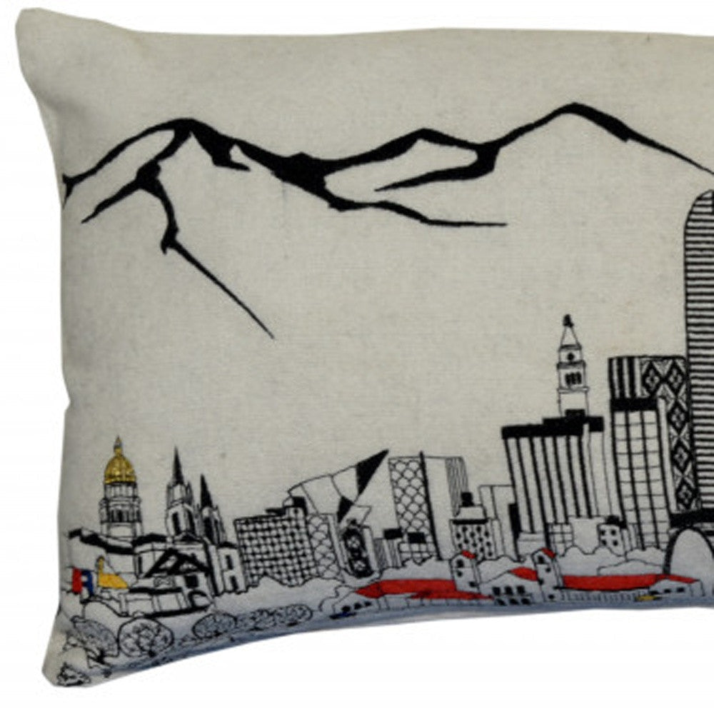35" White Denver Daylight Skyline Lumbar Decorative Pillow FurniFindUSA