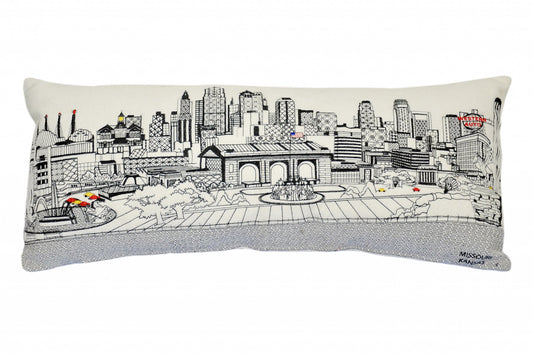 35" White Kansas City Daylight Skyline Lumbar Decorative Pillow FurniFindUSA