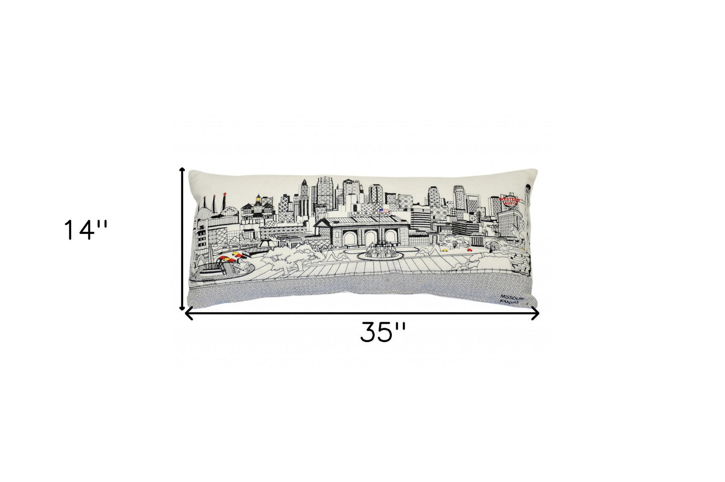 35" White Kansas City Daylight Skyline Lumbar Decorative Pillow FurniFindUSA
