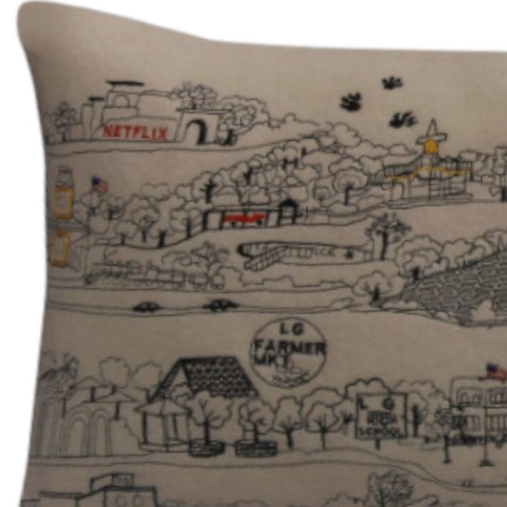 35" White Los Gatos Daylight Skyline Lumbar Decorative Pillow FurniFindUSA