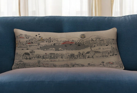 35" White Los Gatos Daylight Skyline Lumbar Decorative Pillow FurniFindUSA