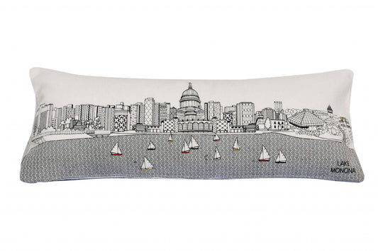 35" White Madison Daylight Skyline Lumbar Decorative Pillow FurniFindUSA