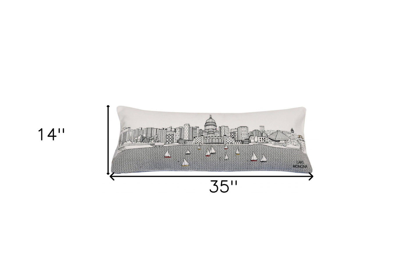 35" White Madison Daylight Skyline Lumbar Decorative Pillow FurniFindUSA