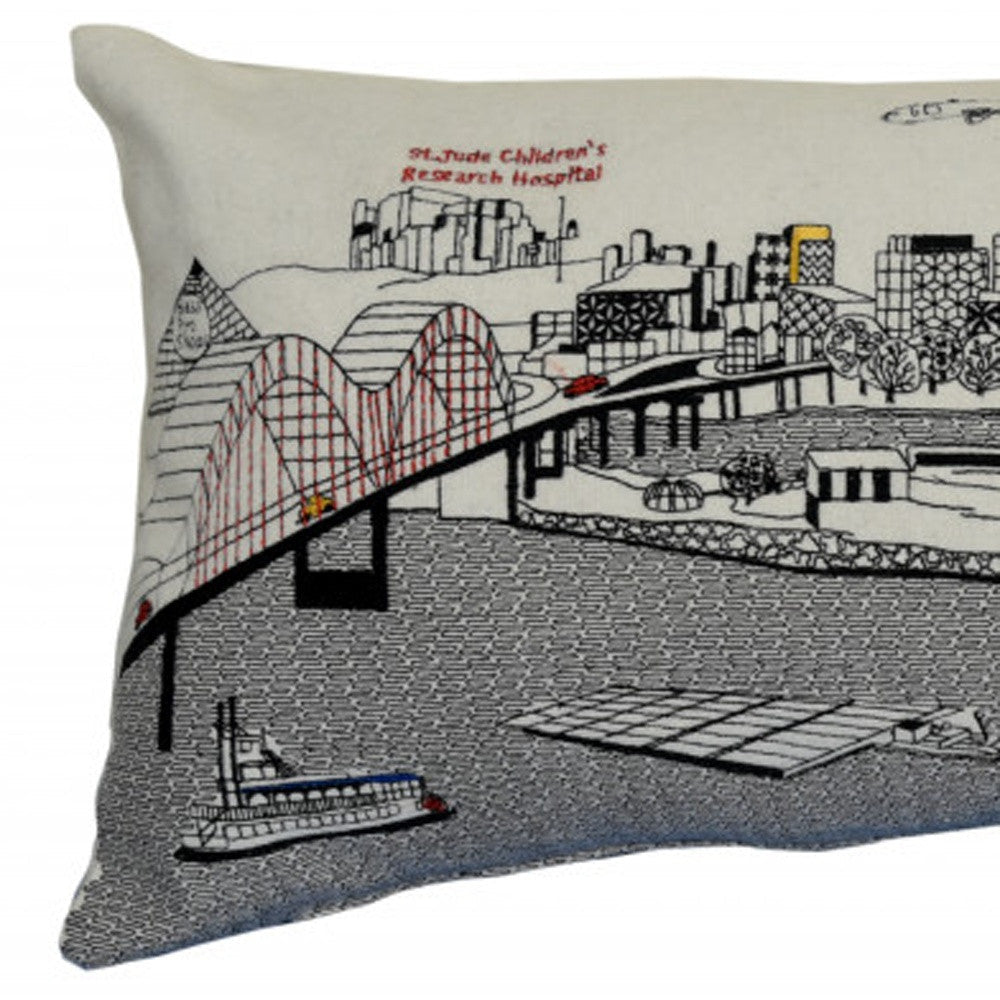 35" White Memphis Daylight Skyline Lumbar Decorative Pillow FurniFindUSA