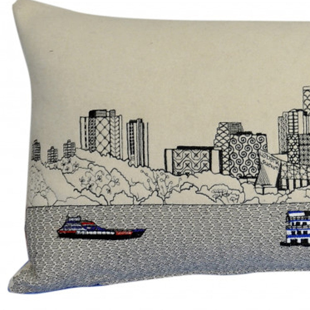 35" White Minneapolis Daylight Skyline Lumbar Decorative Pillow FurniFindUSA
