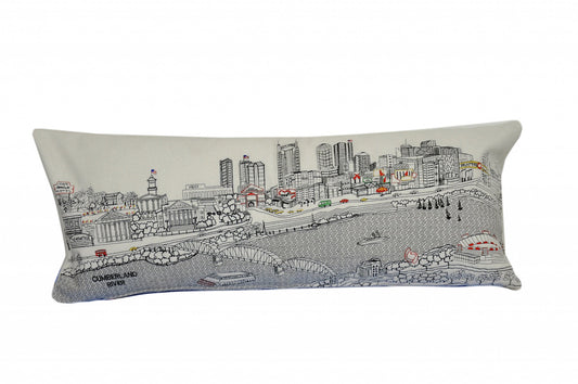 35" White Nashville Daylight Skyline Lumbar Decorative Pillow FurniFindUSA