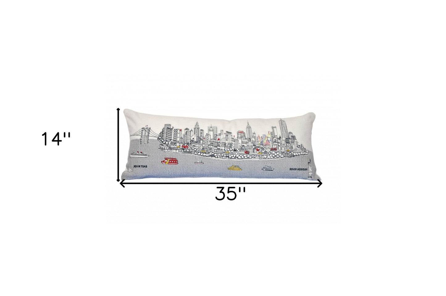 35" White NYC Daylight Skyline Lumbar Decorative Pillow FurniFindUSA