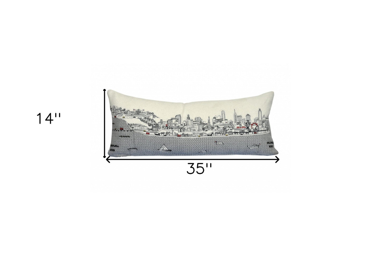35" White Philadelphia Daylight Skyline Lumbar Decorative Pillow FurniFindUSA