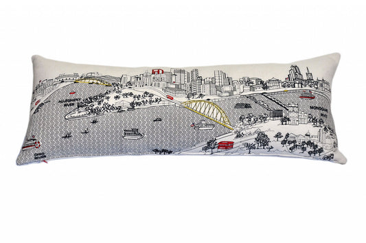 35" White Pittsburgh Daylight Skyline Lumbar Decorative Pillow FurniFindUSA