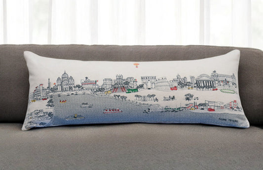 35" White Rome Daylight Skyline Lumbar Decorative Pillow FurniFindUSA