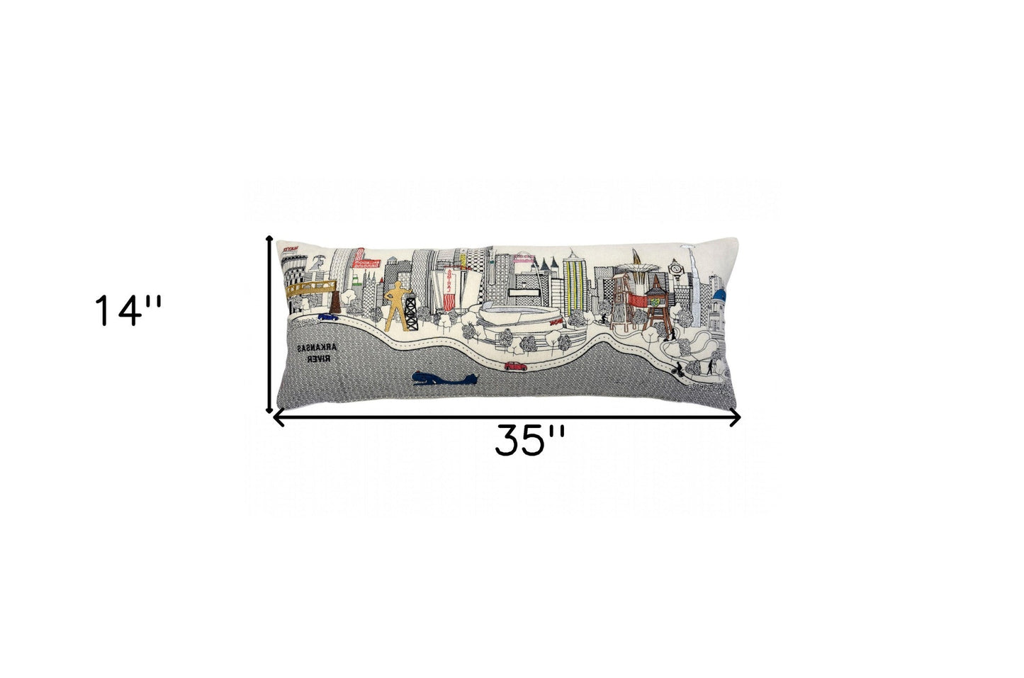 35" White Tulsa Daylight Skyline Lumbar Decorative Pillow FurniFindUSA