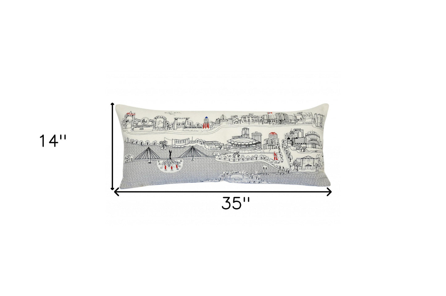 35" White Wichita Daylight Skyline Lumbar Decorative Pillow FurniFindUSA