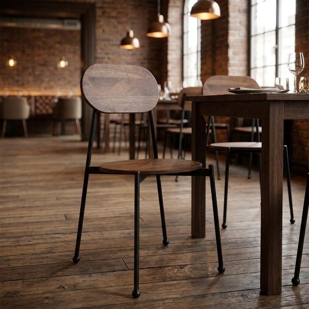 Set of Two Brown And Black Metal and Wood King Louis Back Dining Side Chairs HomeRoots