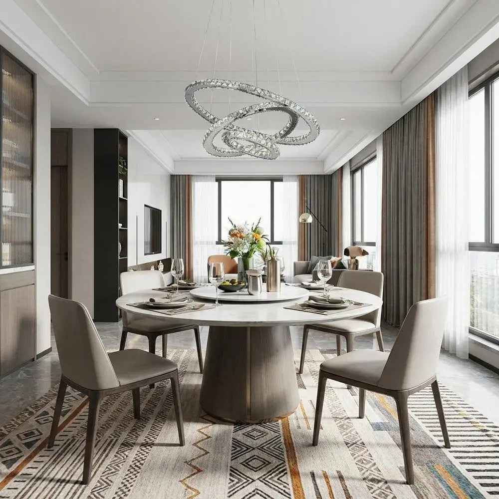 Silver Metal and Crystals LED Dimmable Chandelier HomeRoots