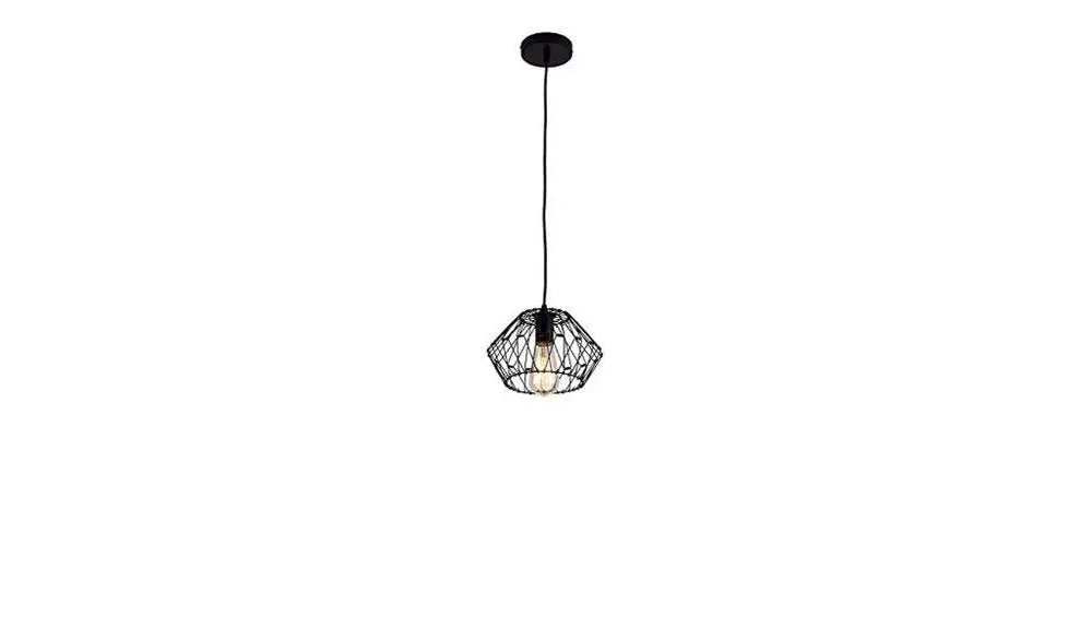 Black Metal Cage Modern Industrial Single Bulb Hanging Pendent Light HomeRoots