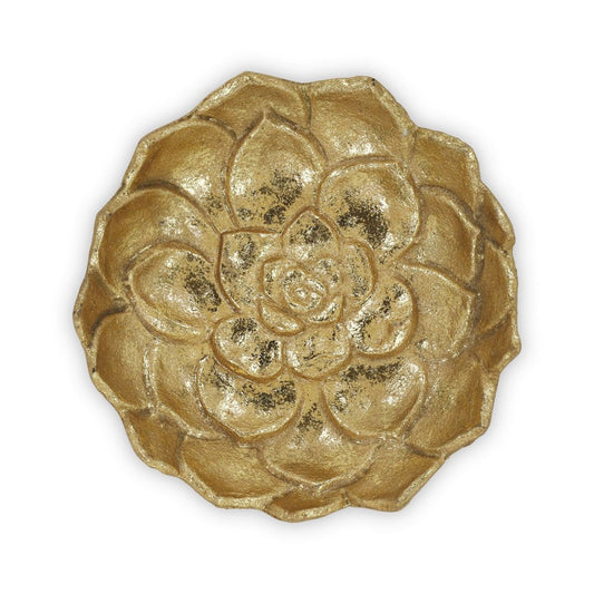 6" Gold Lotus Flower Metal Lotus Leaf Handmade Vanity Tray HomeRoots