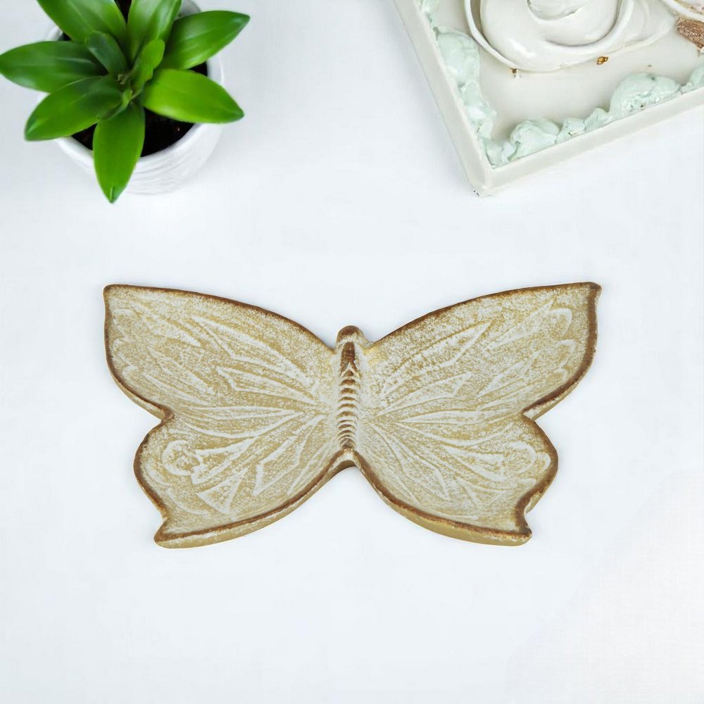 9" Gold Novelty Metal Handmade Tray HomeRoots