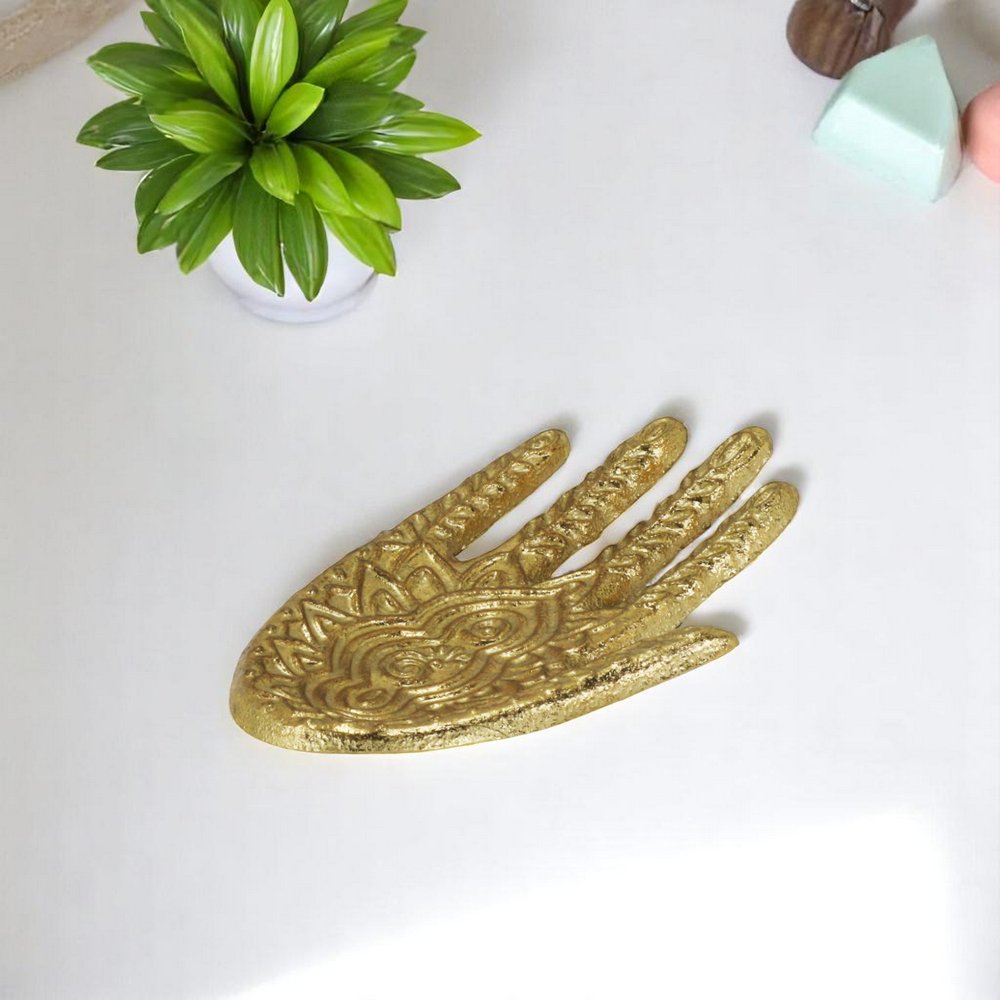 5" Gold Hamza Metal Handmade Tray HomeRoots