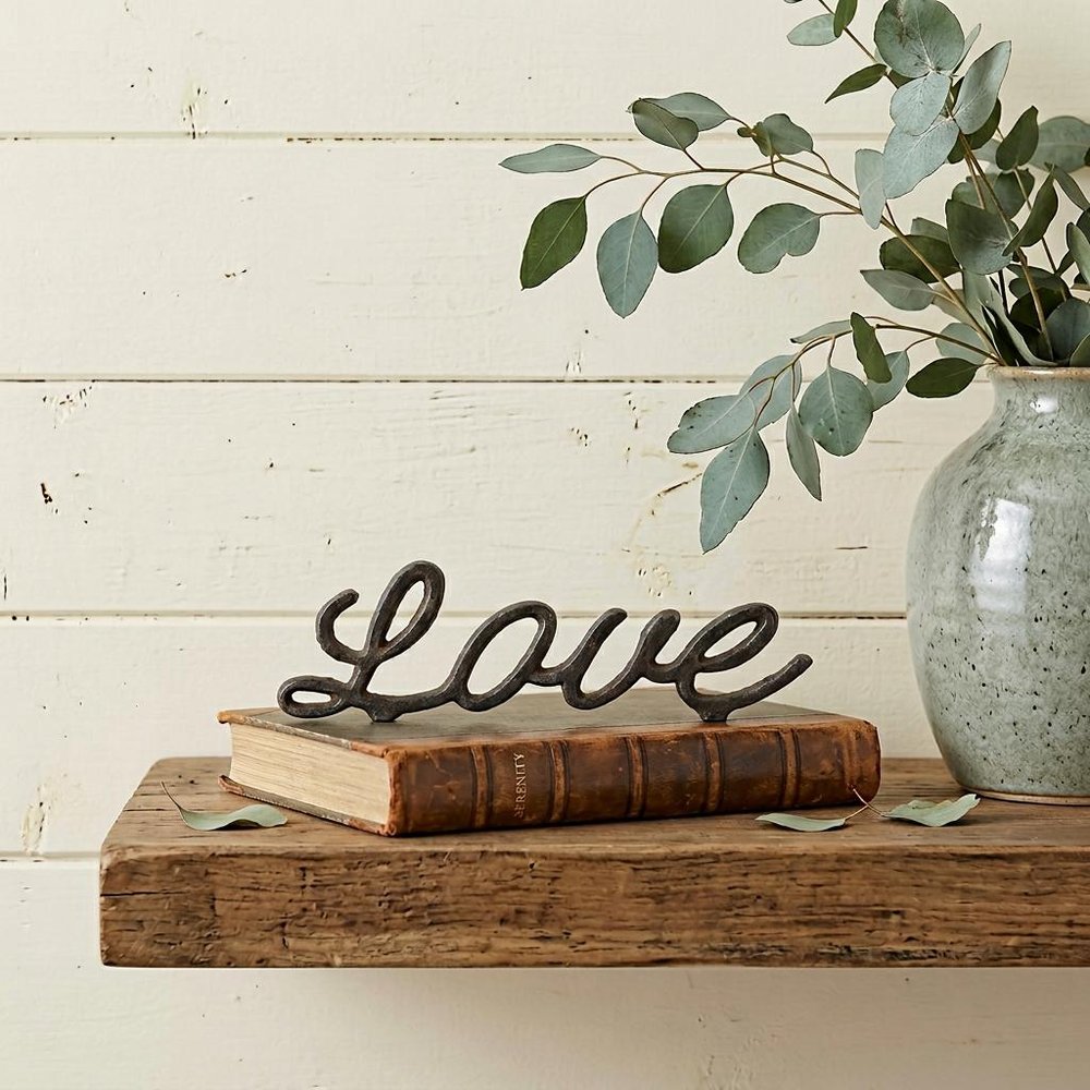 3" Black Cast Iron Love Hand Painted Tabletop Sculpture HomeRoots