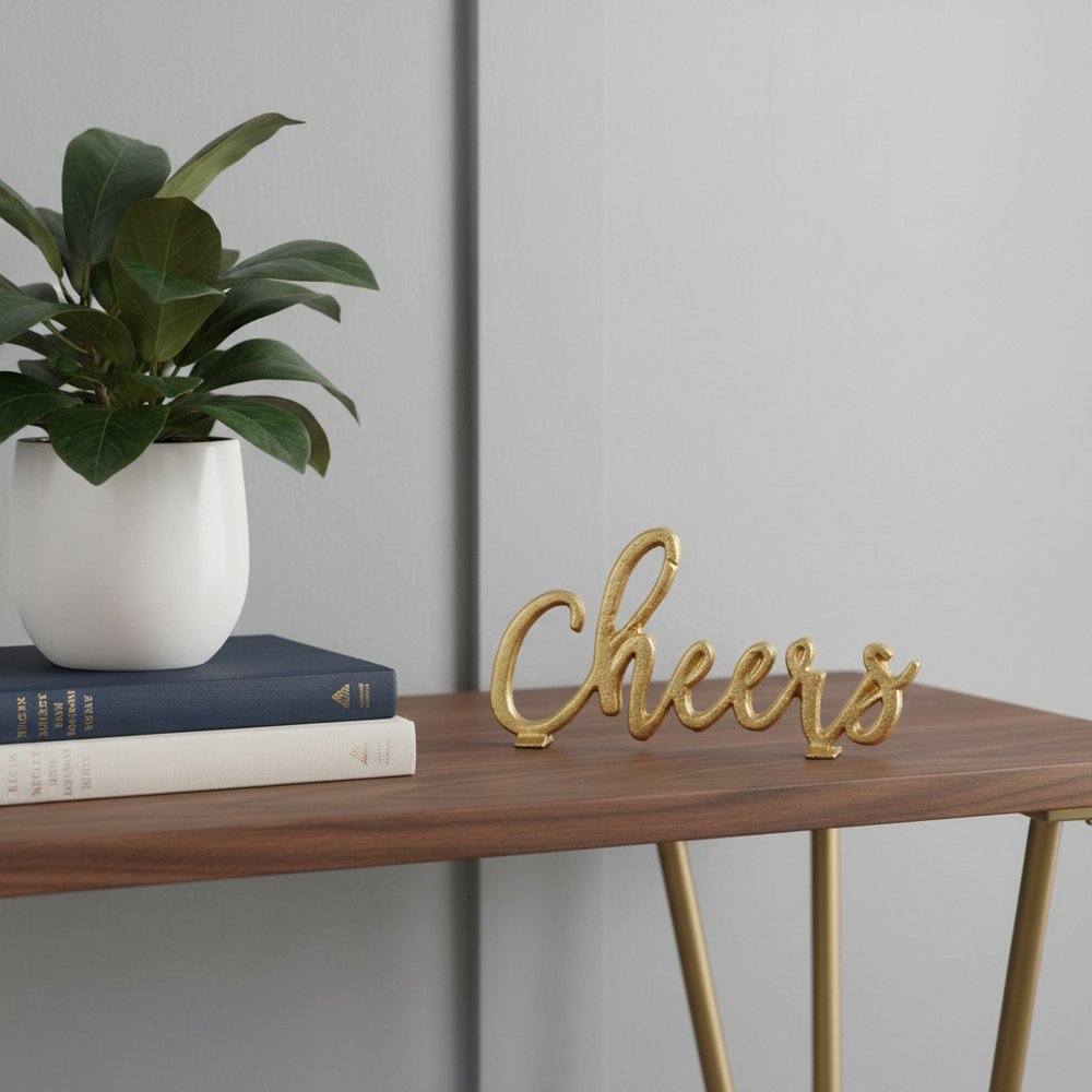 4" Gold Metal Hand Painted Tabletop Sculpture HomeRoots