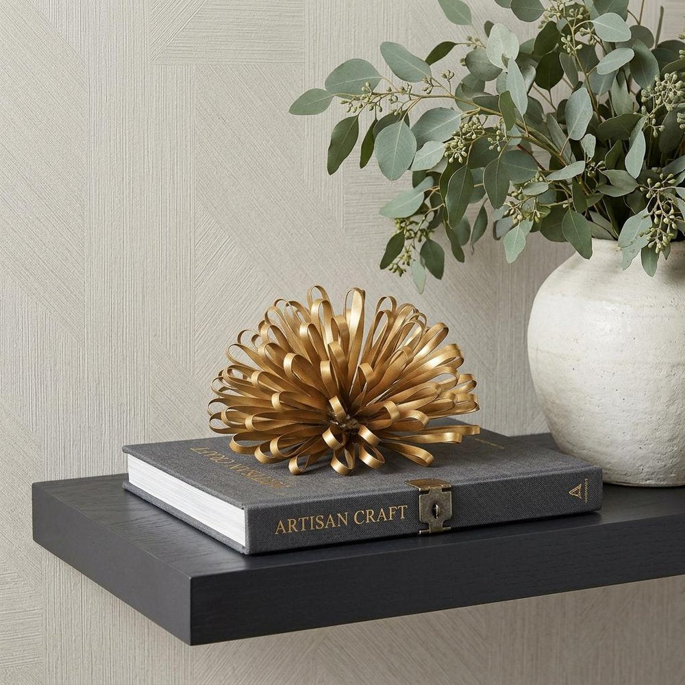4" Gold Metal Abstract Bloom Painted Sculpture HomeRoots