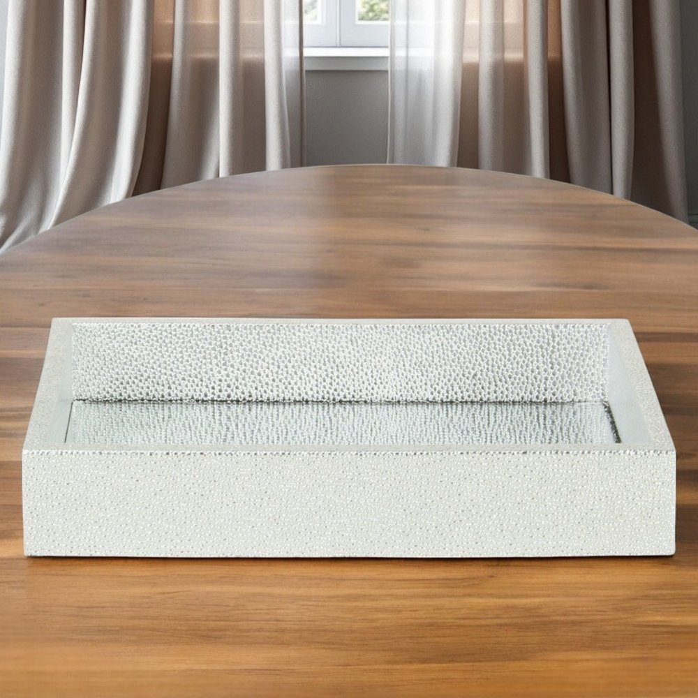 10" Silver Rectangular Wood Handmade Tray HomeRoots