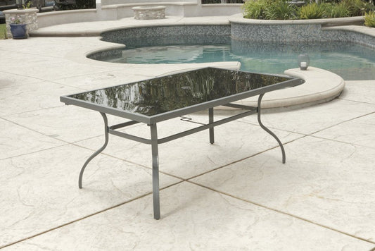 Seven Piece Black and Gray Rectangular Glass Dining Set with Six Chairs HomeRoots