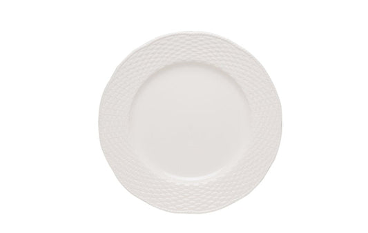 White Four Piece Round Weave Stoneware Service For Four Salad Plate Set HomeRoots