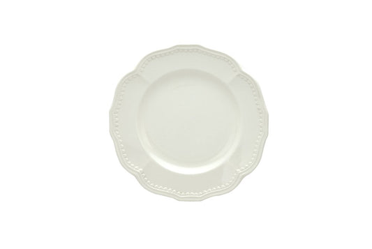White Four Piece Round Scallop Stoneware Service For Four Salad Plate Set HomeRoots
