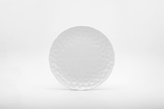White Six Piece Round Pebbled Porcelain Service For Six Salad Plate Set HomeRoots