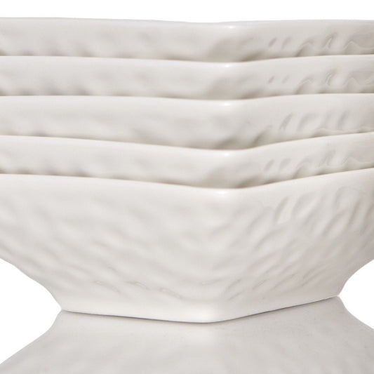 White Six Piece Pebbled Porcelain Service For Six Bowl Set HomeRoots