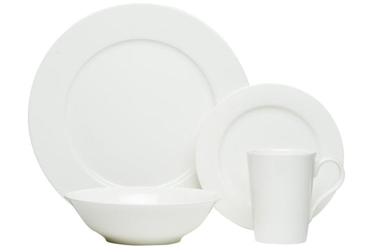 White Sixteen Piece Round Bone China Service For Four Dinnerware Set HomeRoots