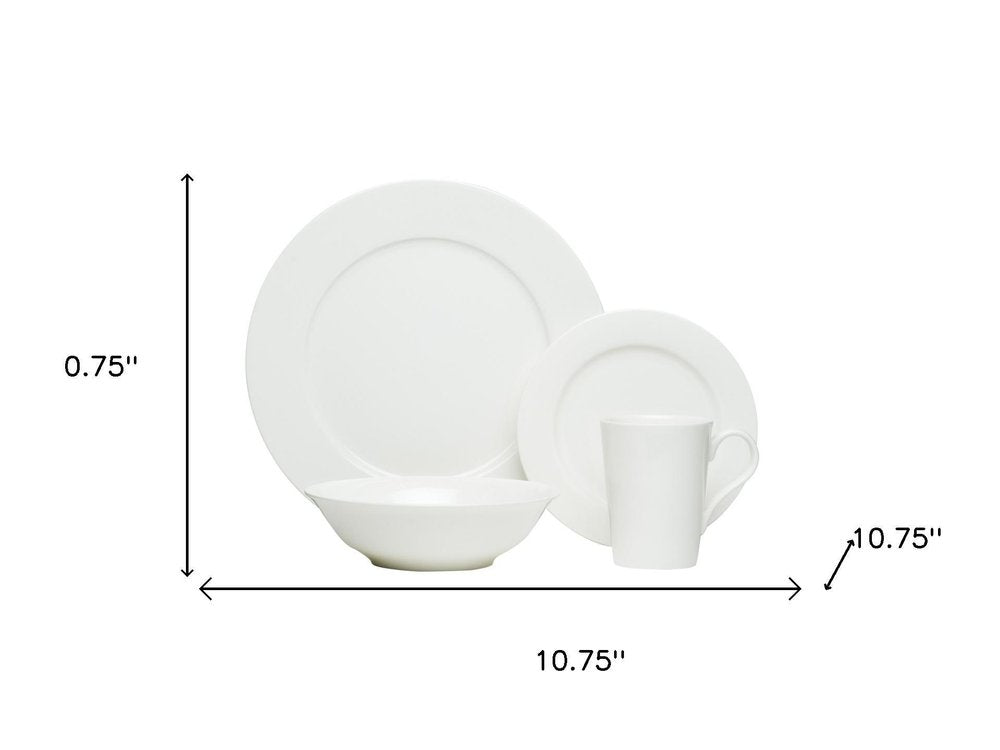 White Sixteen Piece Round Bone China Service For Four Dinnerware Set HomeRoots