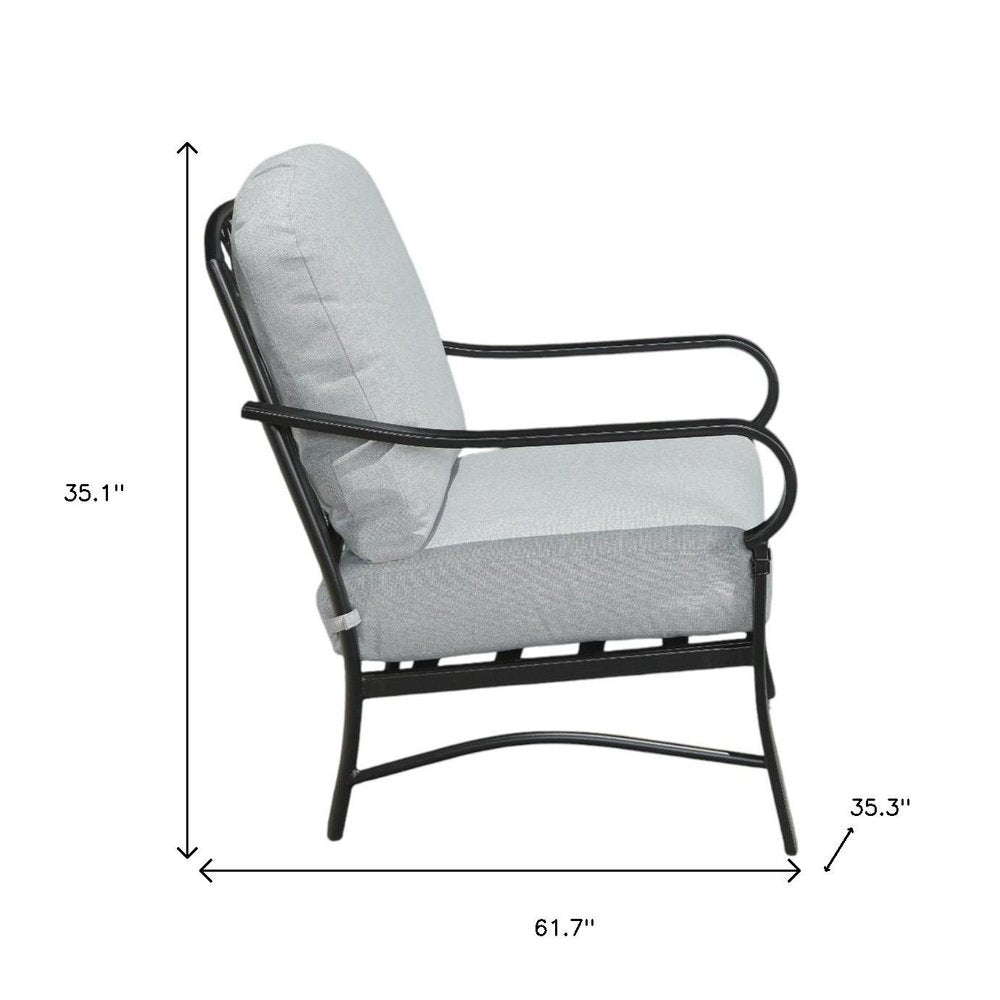 Four Piece Black and Light Gray Metal Outdoor Patio Set With Table HomeRoots
