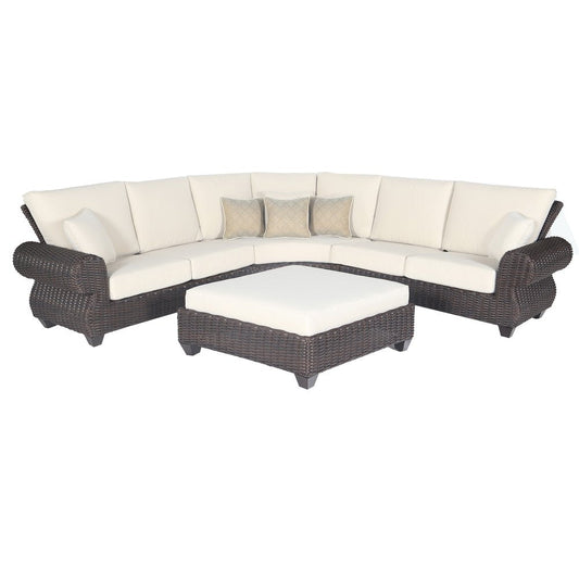 Four Piece Brown and White Wicker Sectional Seating Group