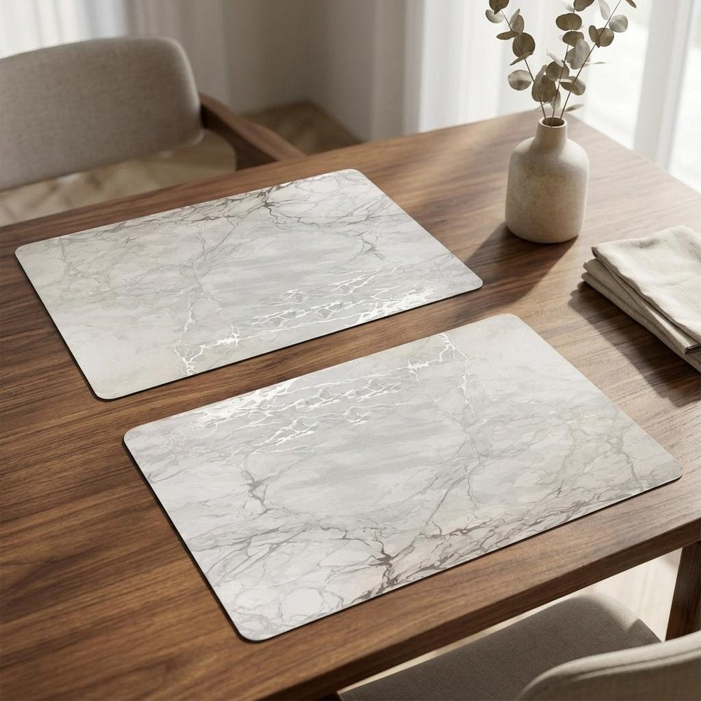 12" X 18" Silver And Gray Abstract Placemats HomeRoots