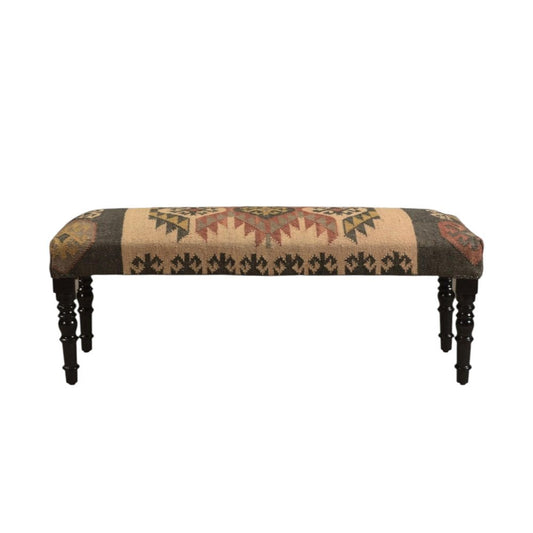 47" Shades of Brown Black Leg Southwest Upholstered Bench HomeRoots